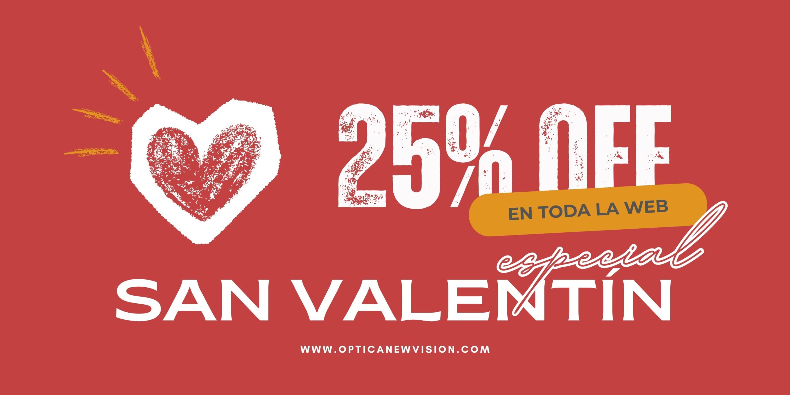 Banner Horizontal San Veltentín Descuento Tipografico Rojo